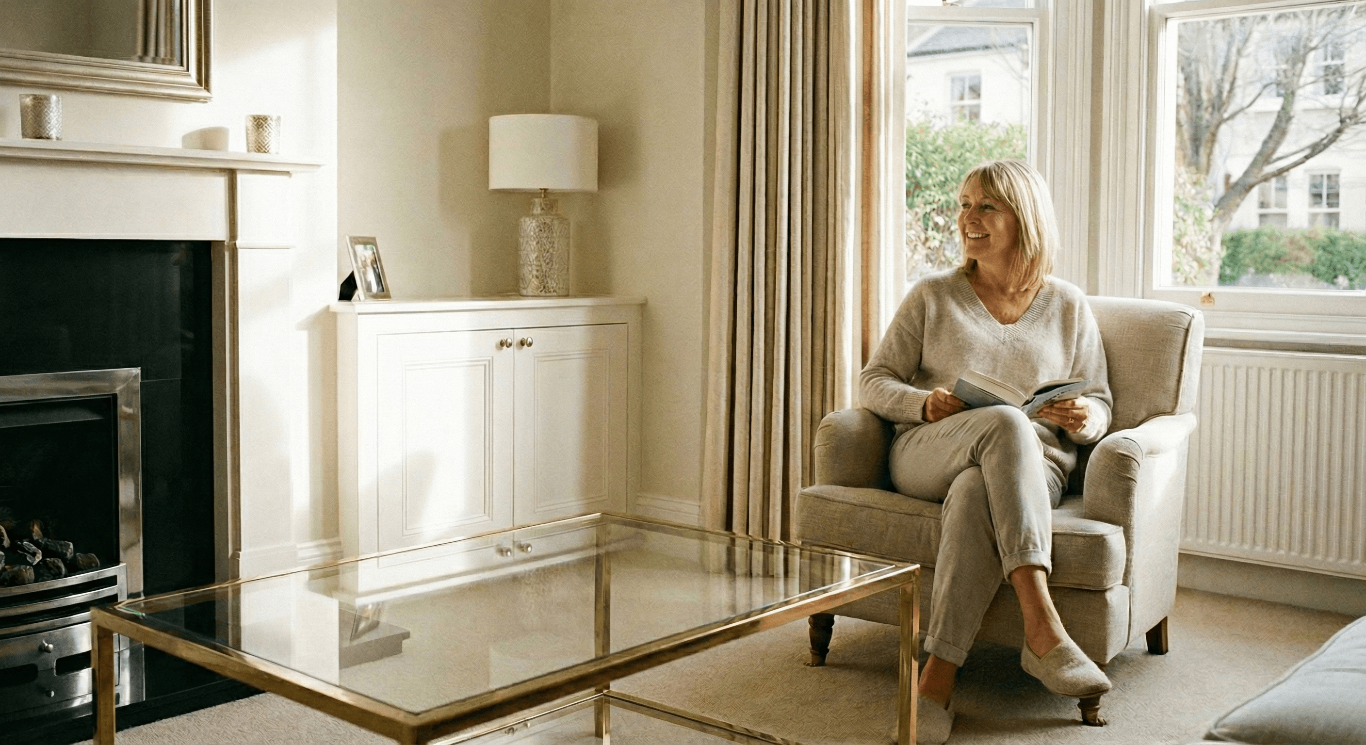 Clean, comfortable living room — professional cleaning service